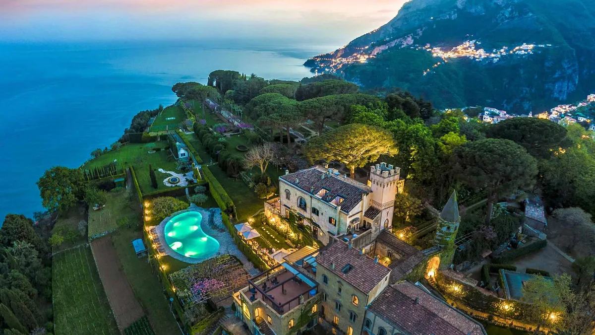 Villa Cimbrone pool set within the historic garden in Ravello