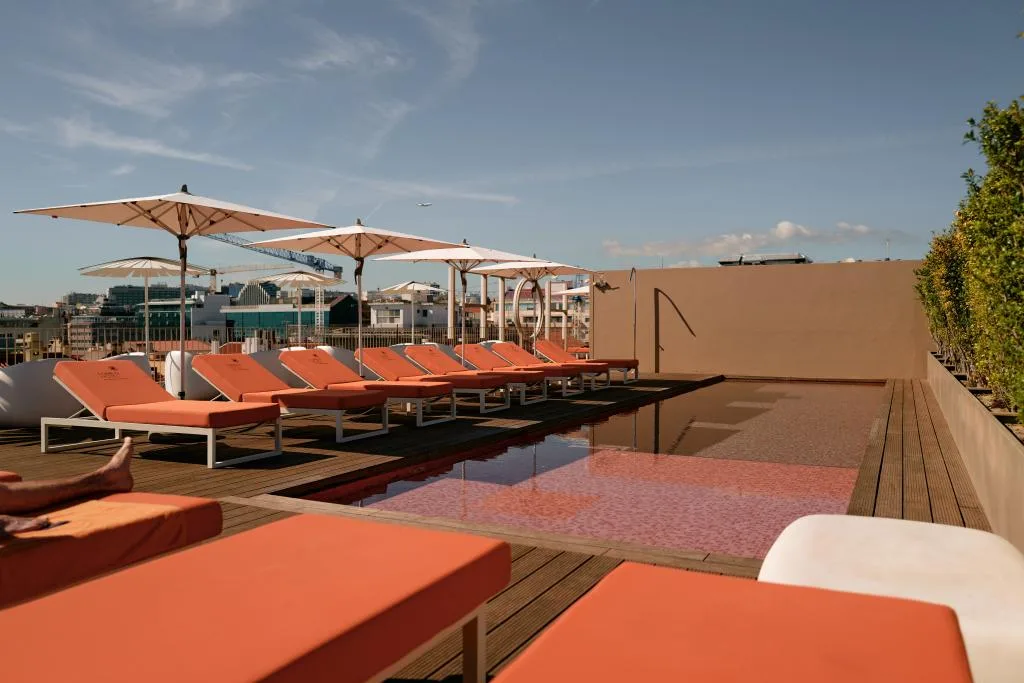 Lumen Hotel red rooftop pool in central Lisbon