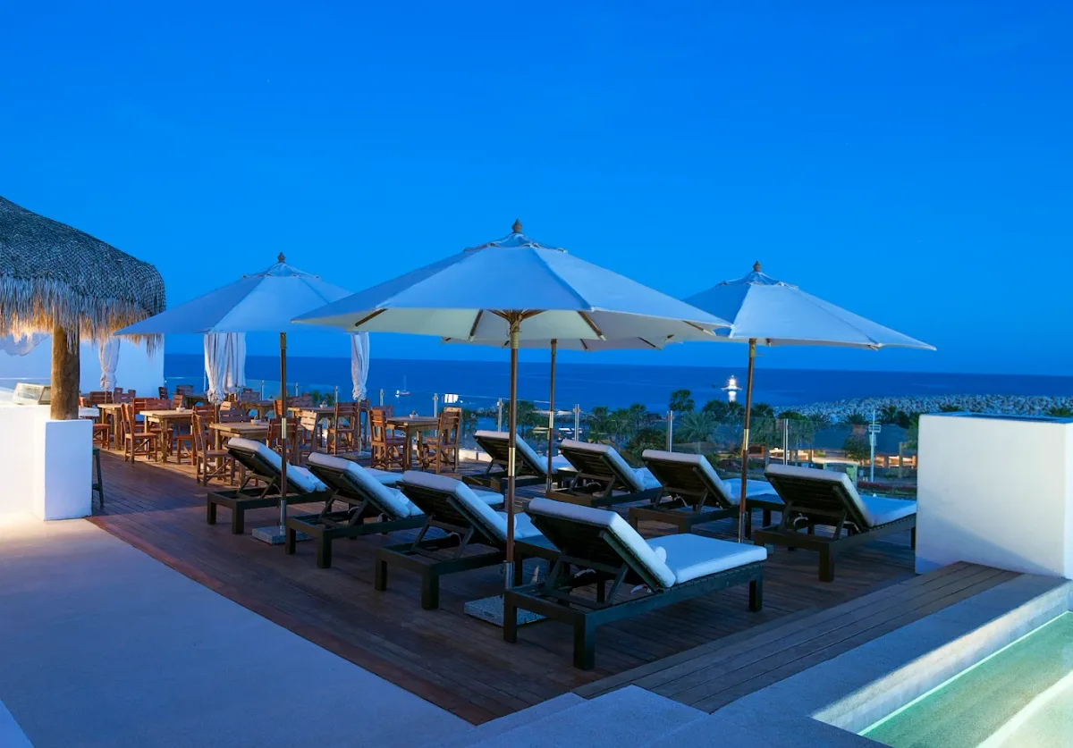 Hotel El Ganzo rooftop pool overlooking San José del Cabo marina