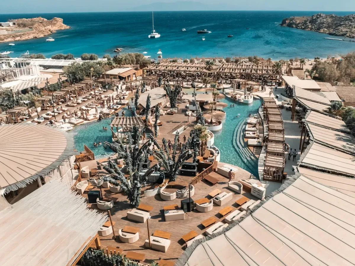 SantAnna Mykonos enormous saltwater lagoon pool at Paraga Beach