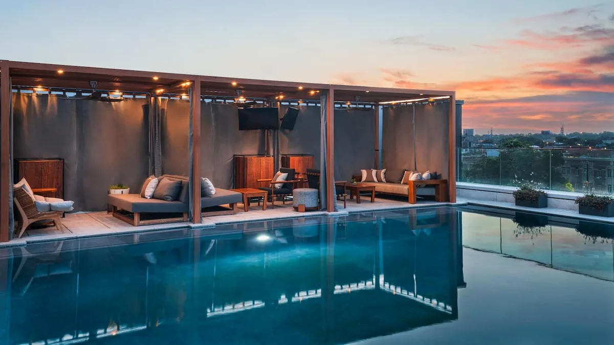Thompson San Antonio Riverwalk rooftop pool deck